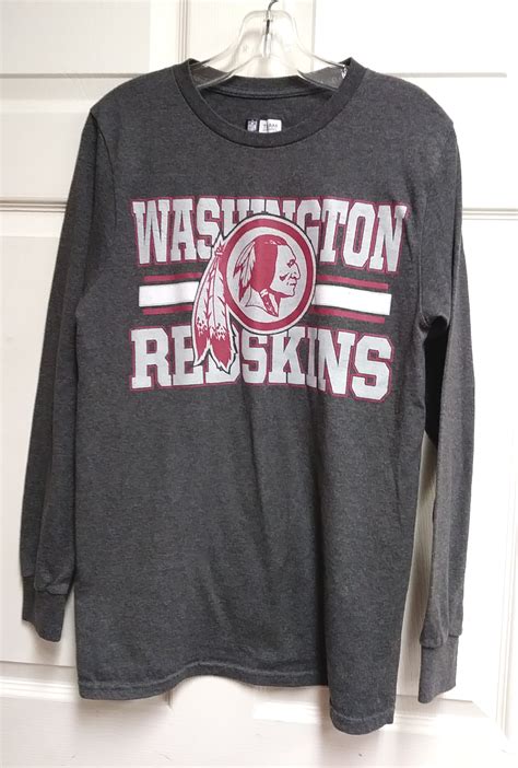 NFL Team Apparel Washington Redskins Charcoal Gray Long Sleeve Shirt Sz ...