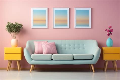 Premium Photo | Sofa pastel color in modern living room decoration inspiration ideas