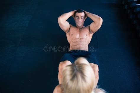 Muscular Man Doing Abs Exercise Stock Photo - Image of training ...