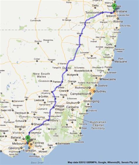 Road Maps Brisbane to Melbourne Road Map | Australian road trip, Road trip planning, Map