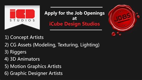 2D and 3D Job Openings at iCube Design Studios