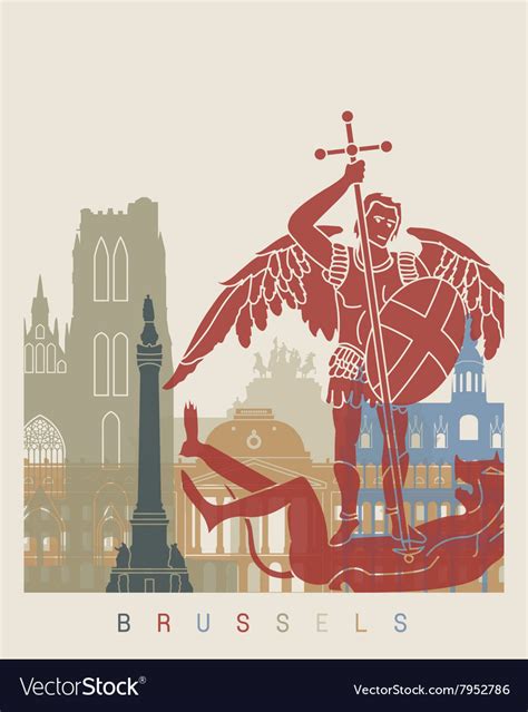 Brussels skyline poster Royalty Free Vector Image