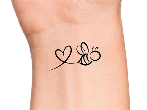 Bumble Bee Heart Temporary Tattoo - Etsy