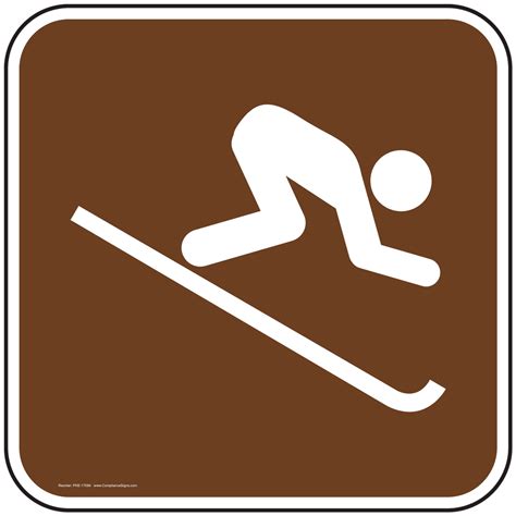 Recreation Skiing Skier Symbol Sign - Reflective Brown - US Made