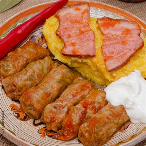 Romanian traditional food called sarmale, stuffed cabbage rolls with ...