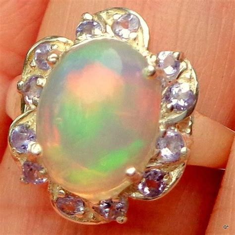 Sz 7 Welo Opal Sterling Silver Ring Tanzanite Accents - Etsy | Sterling silver rings, Opal, Opal ...