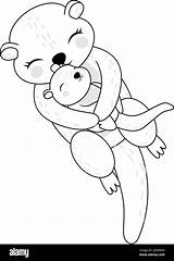 Otters Clipart Coloring Page In Cute Cartoon Style Beautiful Clip Art  sketch template