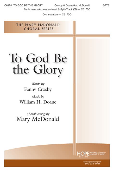 To God Be The Glory Sheet Music by Mary Mcdonald (SKU: C6170) - Stanton ...