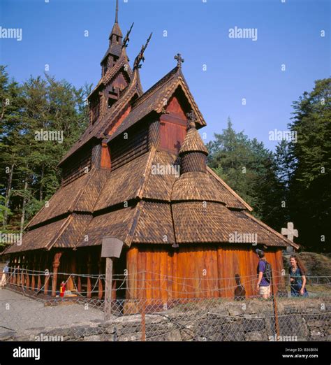 Fantoft stavkirke (stave church), Paradis, Bergen, Hordaland, Norway ...