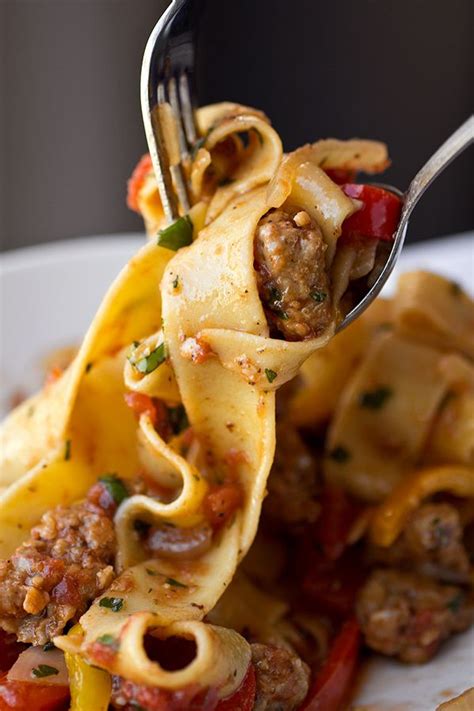 Saucy, Italian “Drunken” Noodles w/ Spicy Italian Sausage - (Free ...