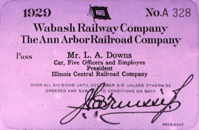 Ann Arbor Railroad and Wabash Railroad Passes