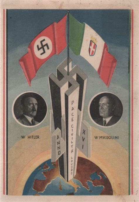 A postcard extolling the Rome–Berlin axis, 1936. : r/PropagandaPosters