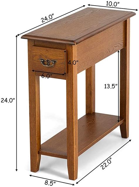 Tangkula Narrow End Table, Slim Side Table with Drawer and Open Shelf, Small End Tables for ...