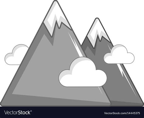 Snowy mountains icon cartoon style vector image on VectorStock ...