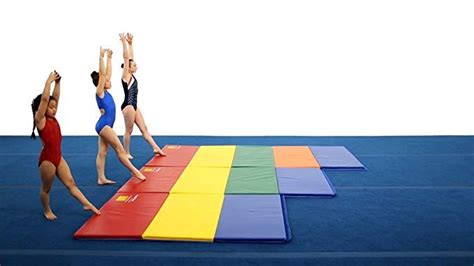 Amazon.com : Tumbl Trak Gymnastics Folding Tumbling Panel Mat, 4ft x 8ft x 2in, Primary Rainbow ...