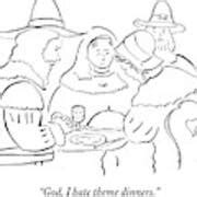 Pilgrims At Thanksgiving Dinner Table Drawing by Michael Shaw - Fine Art America