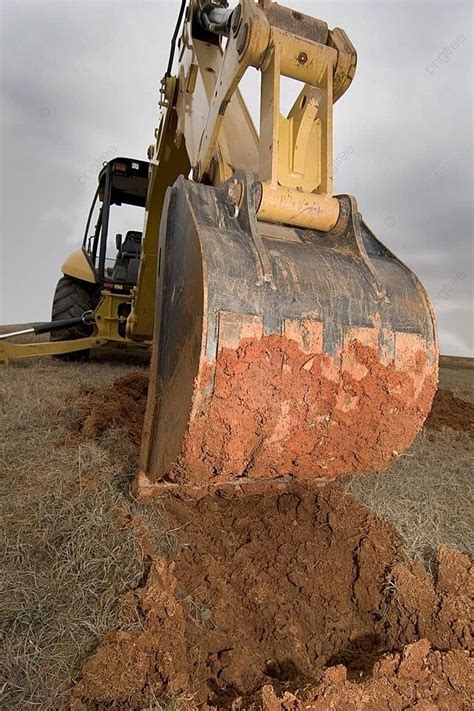 Backhoe Digging In Red Dirt Heavy Backhoe Equipment Photo Background ...