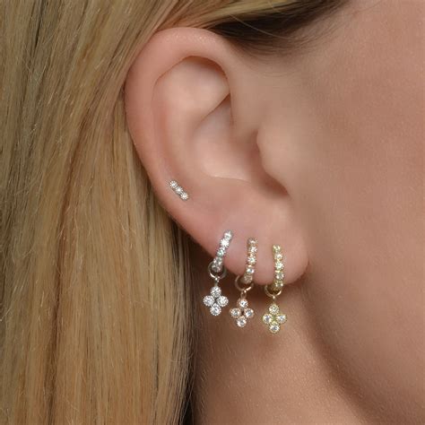 Petite Tiny Three Diamond Stud Earring | JudeFrances