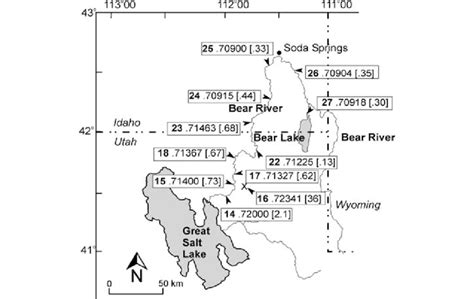 Map of Bear River (map adapted from Bouchard et al., 1998), showing ...