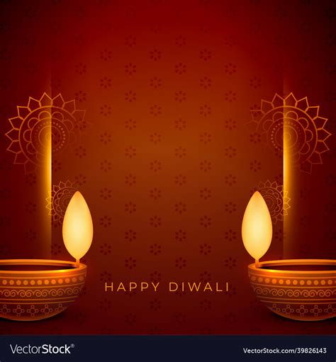 Realistic deepavali card design with text space Vector Image