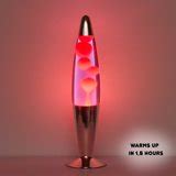 Urban Shop, 16" Rose Gold Lava Motion Volcano Lamp, Pink Wax in Pink Liquid, Chrome Metal Base ...