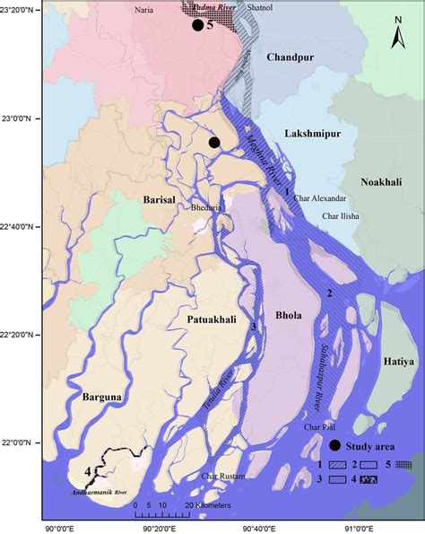 The location of study areas and five hilsa sanctuaries in Meghna River ...