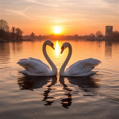 Premium AI Image | swans swimming on the lake