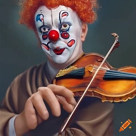 Photorealistic emmet kelly clown playing tiny violin on Craiyon