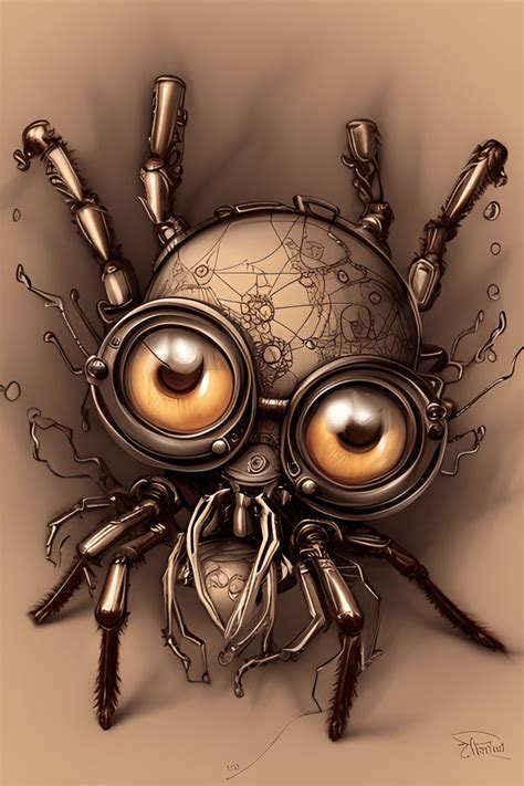 Adorable Cute Happy Steampunk Spider with Dreamy Eyes Nursery Art ...