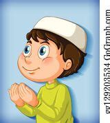13 Muslim Boy Praying On Colour Gradient Background Clip Art | Royalty Free - GoGraph