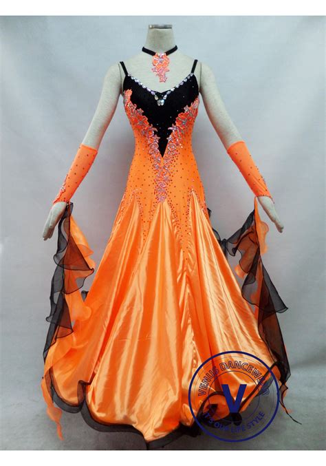 Orange Competition Ballroom Dance Dress