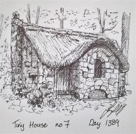 stone cottage for dailysketch 1389 ... | Pen art drawings, Drawings, Cute doodles drawings