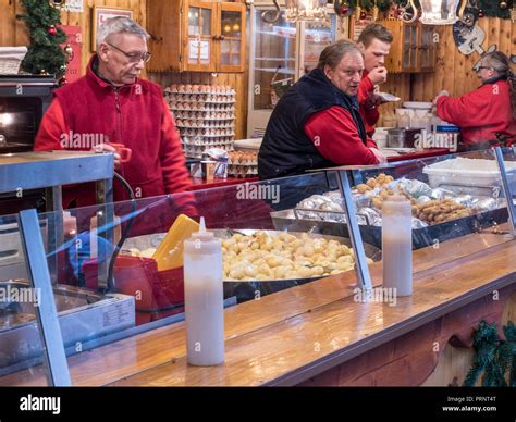 Kartofflen Stall on Hanover Christmas Market Stock Photo - Alamy