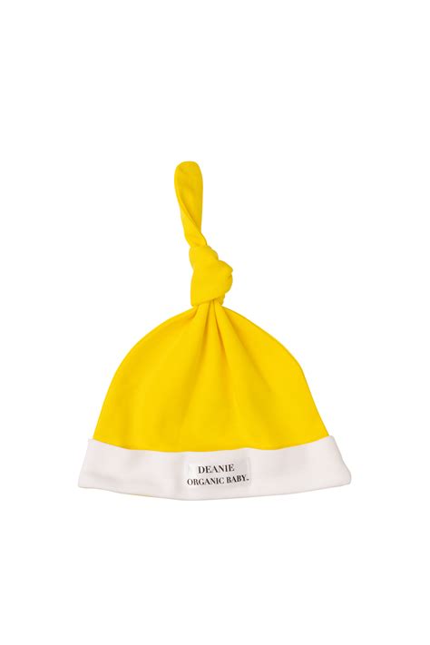 DEANIE ORGANIC BABY ® Sunshine Yellow Logo Deanie Organic Baby Hat - Deanie Baby