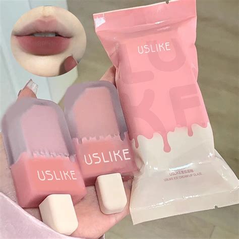 USLIKE Ice Cream Bag Lip Gloss Matte Velvet Long Lasting Lipstick Lip Mud | Shopee Malaysia