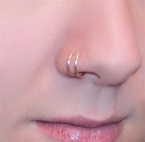 Sterling Silver Double Nose Ring Faux Double Piercing - Etsy