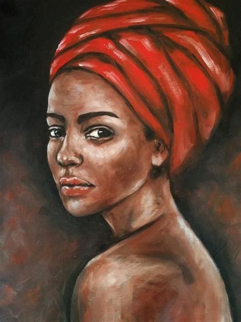 African Beauty - original oil on canvas portrait painting in 2020 | African art paintings ...