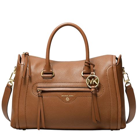 Michael Kors Carine Medium Pebbled Leather Satchel Bag in Luggage 30S0GCCS2L – PinkOrchard.com