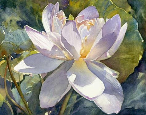 Lotus Flower-Original Watercolor Painting-White Lotus With | Etsy | Flower wall art, Flower ...