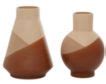 Uma 2-Piece Tan and Pink Ceramic Vase Set