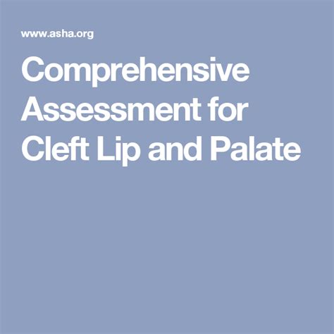 Comprehensive Assessment for Cleft Lip and Palate | Cleft lip and palate, Cleft lip, Cleft palate