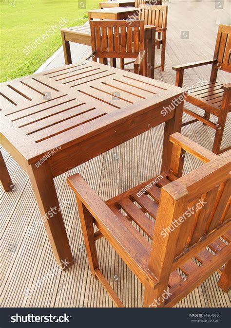 Outdoor Wooden Chairs Tables Four Side Stock Photo 748649956 | Shutterstock