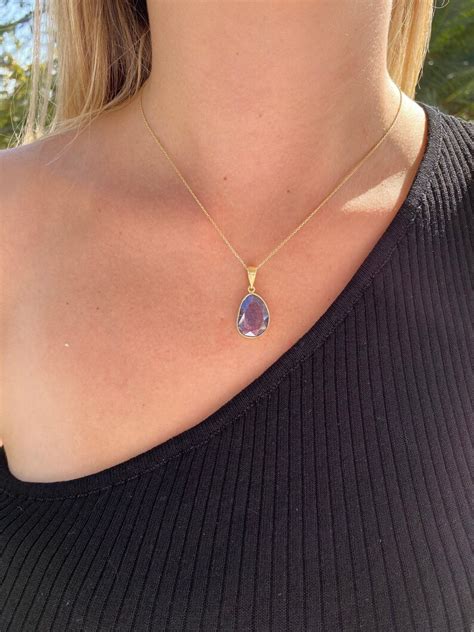 Gold Filled Purple Stone Necklace 925K Sterling Silver | Etsy