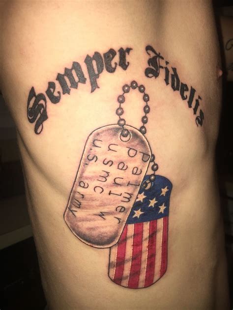 USMC Semper Fidelis Dog Tag Tattoo | Dog tags tattoo, Tasteful tattoos, Tattoo designs