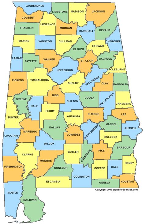 Alabama County Map City | County Map Regional City