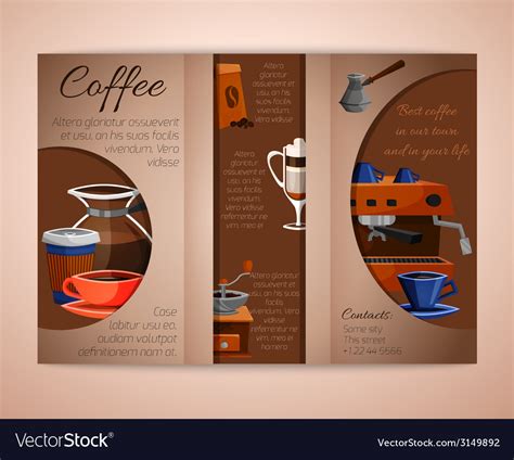 Coffee brochure tri-fold Royalty Free Vector Image