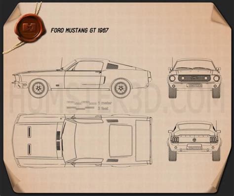 Download high quality Ford Mustang GT 1967 Blueprint 3d model in the format you need. All our 3d ...