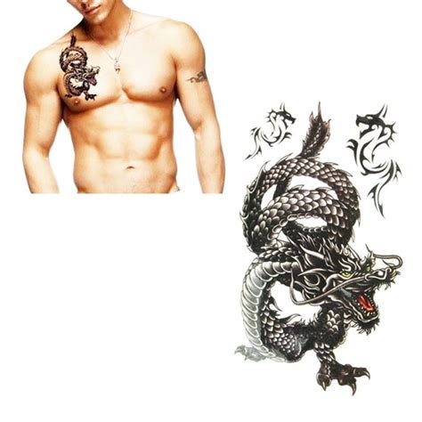 NEW 2016 17.8*10cm Creative design, black dragon waterproof and sweat tattoo stickers free ...