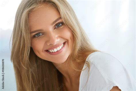 Portrait Beautiful Happy Woman With White Teeth Smiling. Beauty. High ...