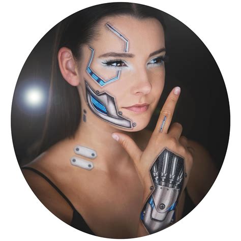 Amazon.com : Tattoocrew 2 x Death Metal Cyborg Face Temporary Tattoo ...